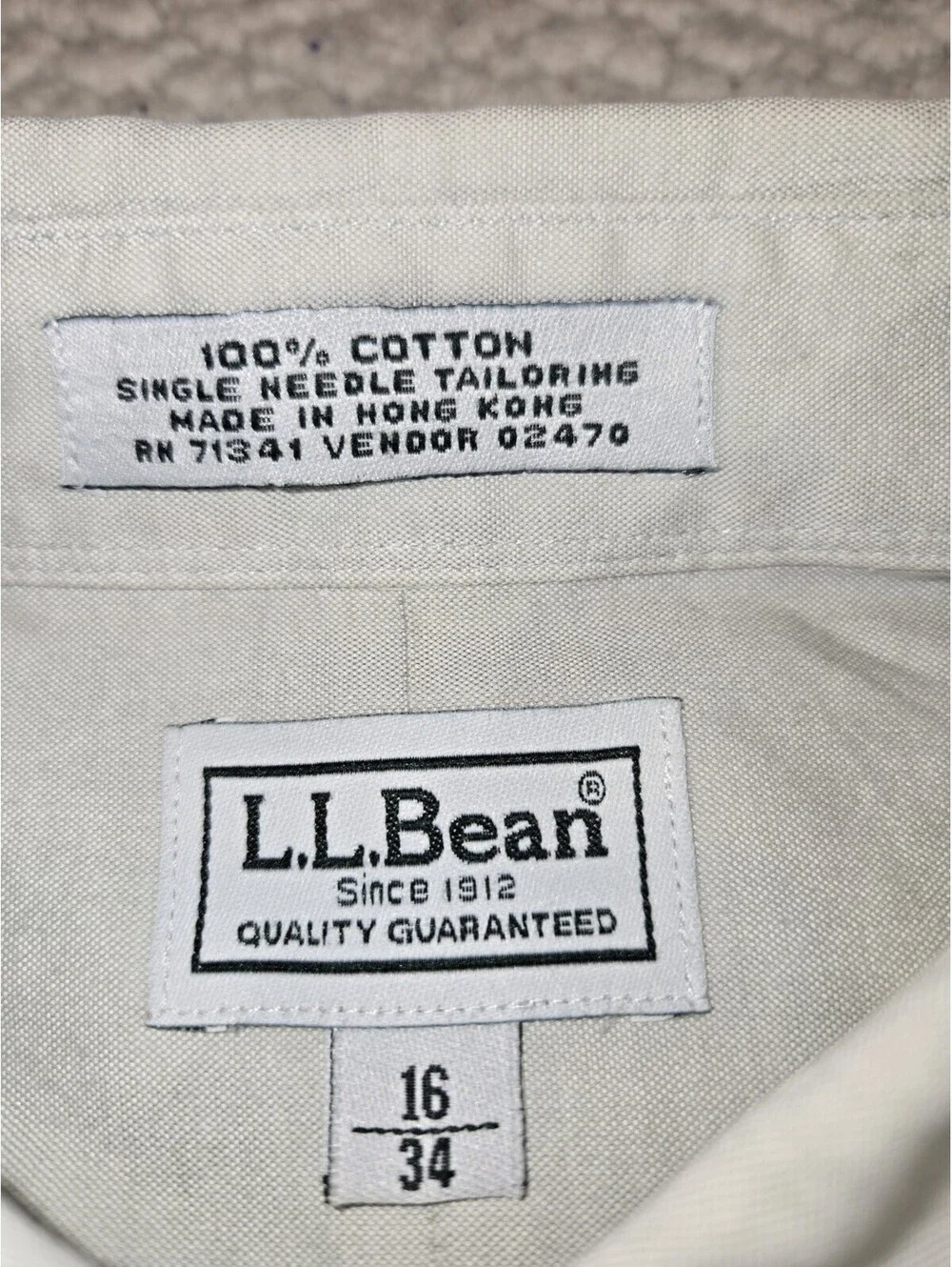Vintage LL Bean Single Needle Tailoring Shirt Button Oxf Sz 16 34 XL Green Basic